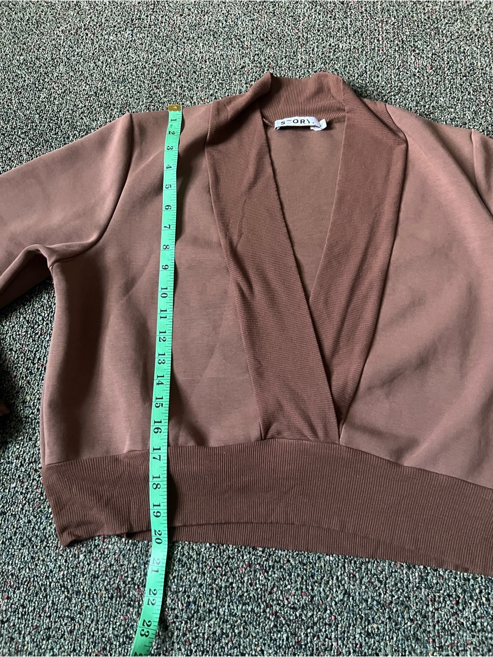 Brown V-Neck Plunge Shrug Style Long-sleeve Cozy Sweater Sweatshirt Loungewear L - Picture 14 of 16